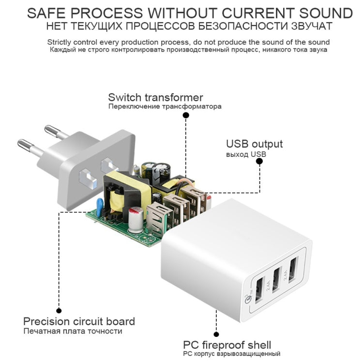 SDC-30W 2 in 1 USB to Micro USB Data Cable + 30W QC 3.0 USB + 2.4A Dual USB 2.0 Ports Mobile Phone Tablet PC Universal Quick Charger Travel Charger Set, EU Plug, with Micro USB Cable, EU Plug