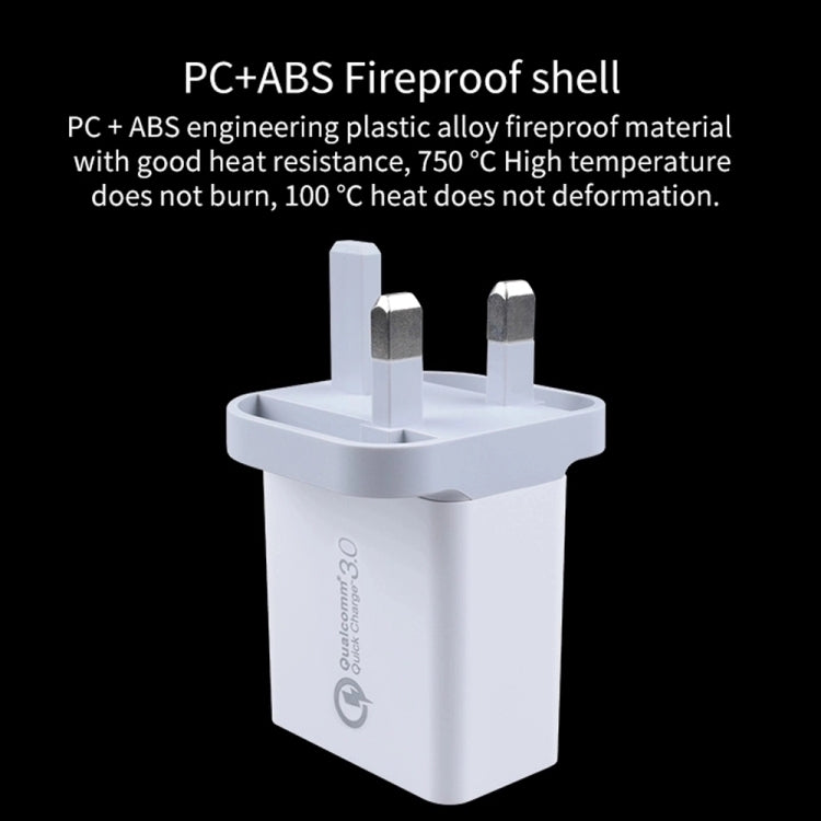 SDC-30W 2 in 1 USB to USB-C / Type-C Data Cable + 30W QC 3.0 USB + 2.4A Dual USB 2.0 Ports Mobile Phone Tablet PC Universal Quick Charger Travel Charger Set, UK Plug, with USB-C / Type-C Cable, UK Plug