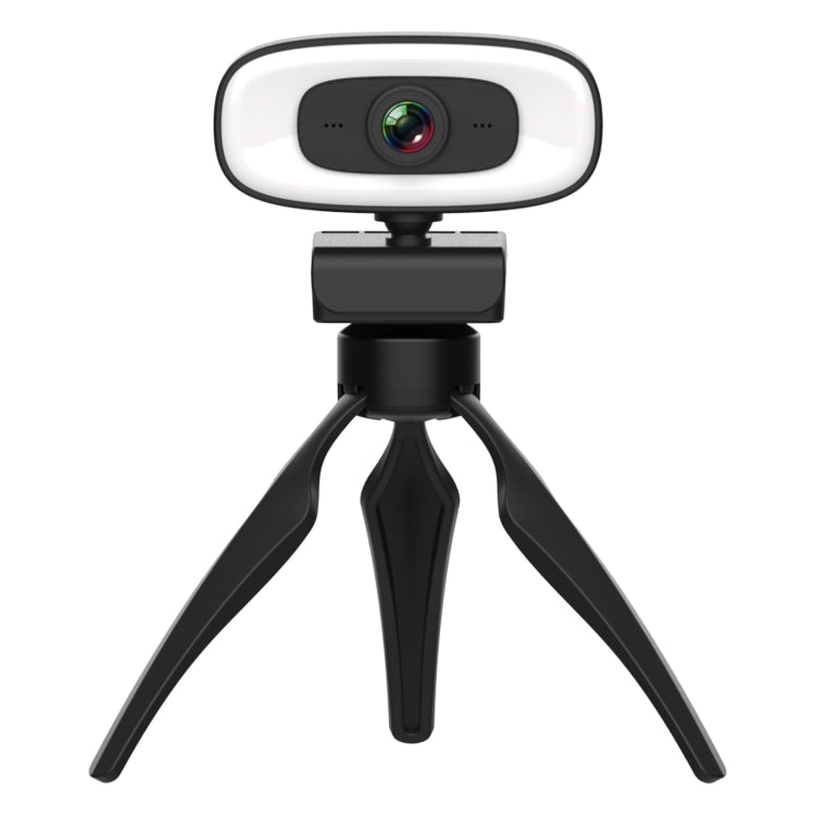 C10 2K HD verzerrungsfreie 360-Grad-drehbare Webcam mit dreistufigem Aufhelllicht, USB-Plug-and-Play, eingebautes Mikrofon für klarere Tonqualität