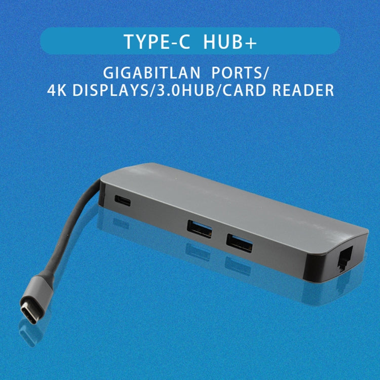 WS-11 8 in 1 Type-C to HDMI + VGA + SD + TF + RJ45 + PD + 2 x USB3.0 HUB Adapter Converter