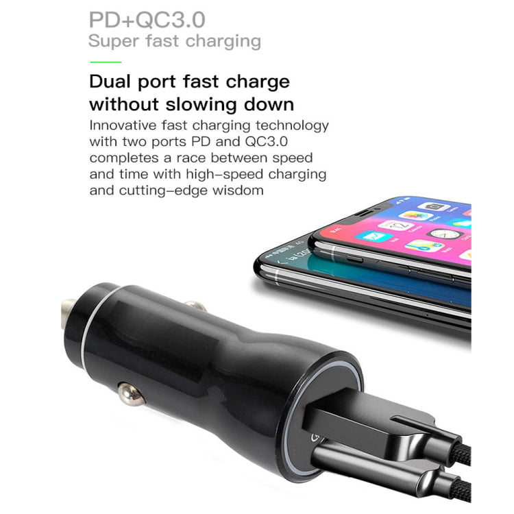 P21 Portable PD 20W  QC 3.0 18W Dual Ports Fast Car Charger(White)