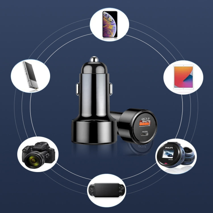 TE-P31 PD 20W USB-C / Type-C  QC3.0 18W USB Fast Car Charger(Black)