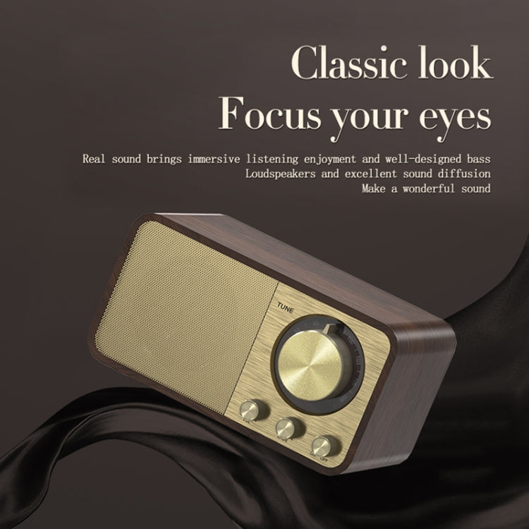 JY-66 Wood Texture Wireless BT5.0 Retro Classic Speaker FM Radio Support TF / U-Disk / AUX