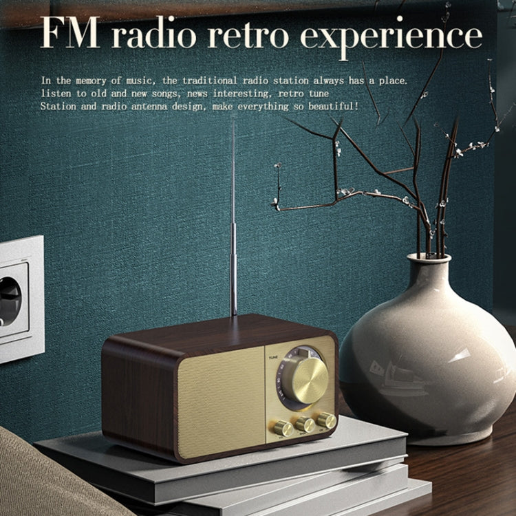 JY-66 Wood Texture Wireless BT5.0 Retro Classic Speaker FM Radio Support TF / U-Disk / AUX