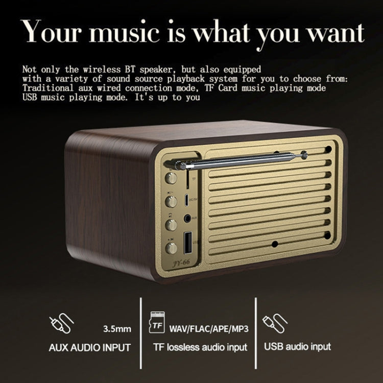 JY-66 Wood Texture Wireless BT5.0 Retro Classic Speaker FM Radio Support TF / U-Disk / AUX