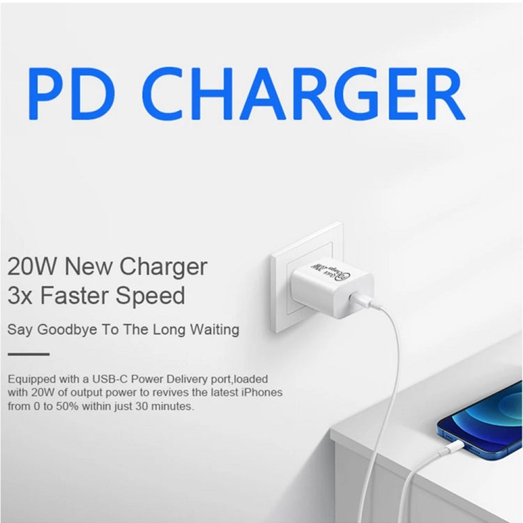 AU-20W PD USB-C / Type-C Reiseladegerät mit USB-C auf 8-Pin Datenkabel, AU Stecker, AU Stecker + 1m 8-Pin PD Kabel, AU Stecker + 2m 8-Pin PD Kabel
