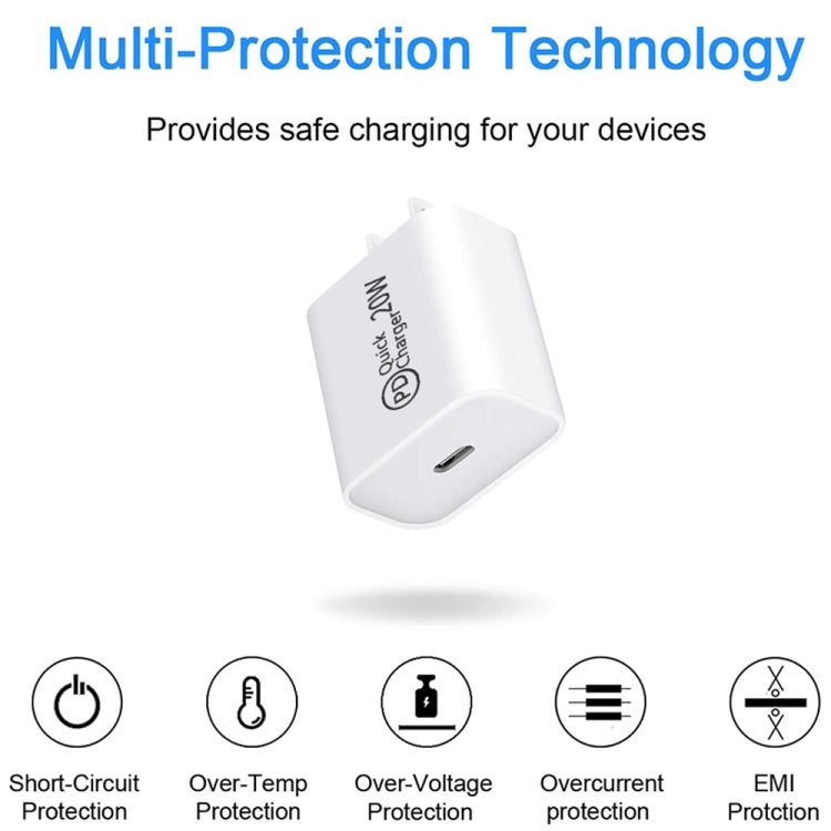 AU-20W PD USB-C / Type-C Reiseladegerät mit USB-C auf 8-Pin Datenkabel, AU Stecker, AU Stecker + 1m 8-Pin PD Kabel, AU Stecker + 2m 8-Pin PD Kabel