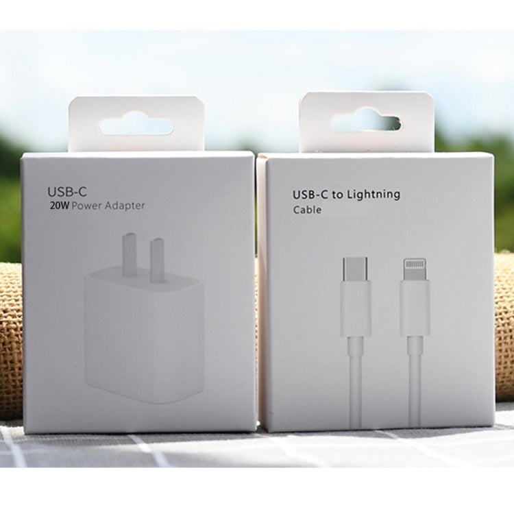 AU-20W PD USB-C / Type-C Reiseladegerät mit USB-C auf 8-Pin Datenkabel, AU Stecker, AU Stecker + 1m 8-Pin PD Kabel, AU Stecker + 2m 8-Pin PD Kabel