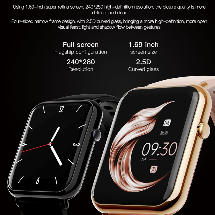 Q19 Pro IP67 Waterproof 1.69 inch Smartwatch(Black)