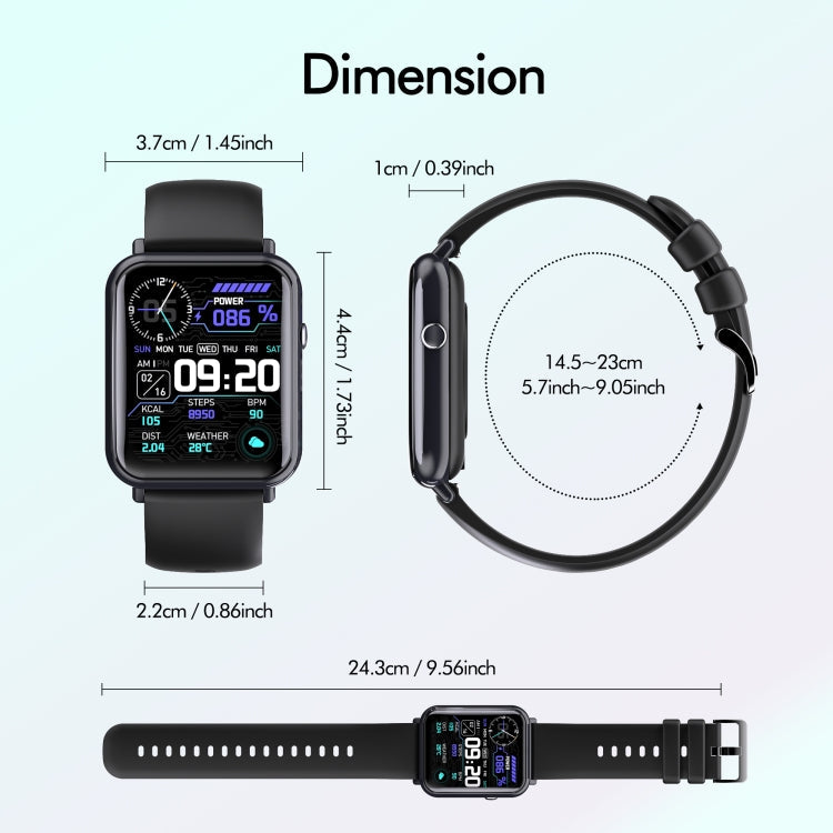 Q19 Pro IP67 Waterproof 1.69 inch Smartwatch(Black)