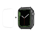 ENKAY Carbon Fiber PC-Hülle + PET-Displayschutzfolie mit vollständiger Abdeckung, für Apple Watch Series 9 / 8 / 7 41mm, für Apple Watch Series 9 / 8 / 7 45mm