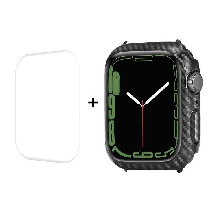 ENKAY Carbon Fiber PC-Hülle + PET-Displayschutzfolie mit vollständiger Abdeckung, für Apple Watch Series 9 / 8 / 7 41mm, für Apple Watch Series 9 / 8 / 7 45mm