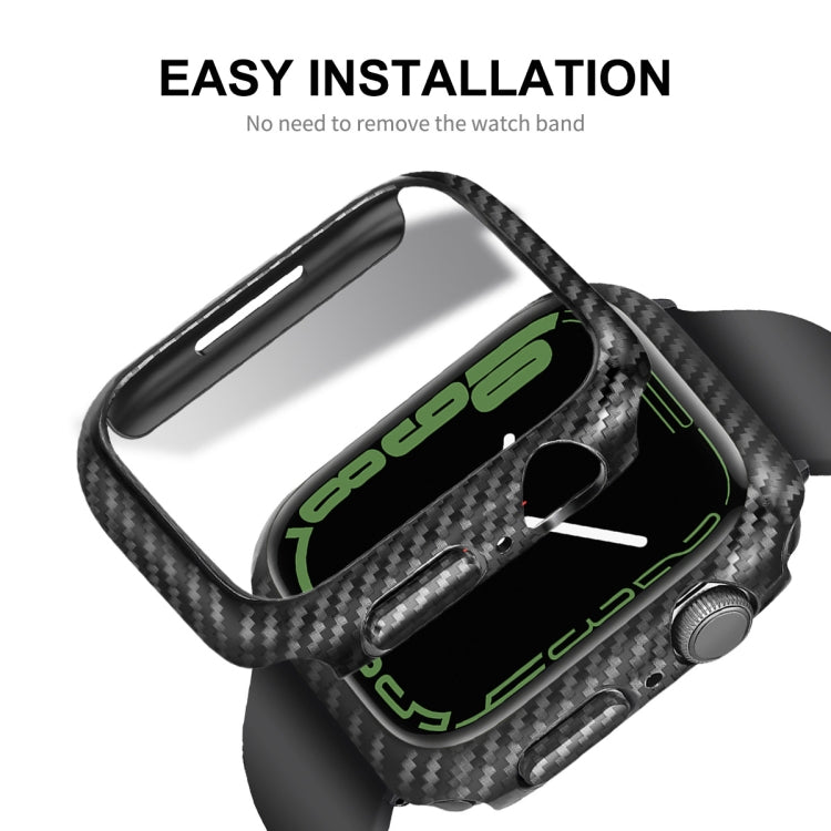 ENKAY Carbon Fiber PC-Hülle + PET-Displayschutzfolie mit vollständiger Abdeckung, für Apple Watch Series 9 / 8 / 7 41mm, für Apple Watch Series 9 / 8 / 7 45mm