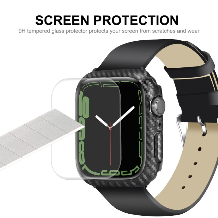 ENKAY Carbon Fiber PC-Hülle + PET-Displayschutzfolie mit vollständiger Abdeckung, für Apple Watch Series 9 / 8 / 7 41mm, für Apple Watch Series 9 / 8 / 7 45mm