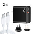 PD-65W USB-C / Type-C + QC3. 0 USB Laptop Charging Adapter + 2m USB-C / Type-C to USB-C / Type-C Data Cable Set, EU Plug / US Plug, USB-C / Type-C Cable, EU Plug / US Plug