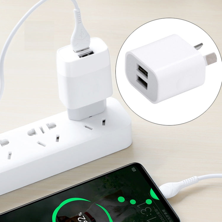 Mini-Dual-Port-USB-Ladegerät mit USB-auf-8-Pin-Datenkabel, AU-Stecker, AU-Stecker + 8-Pin-Kabel