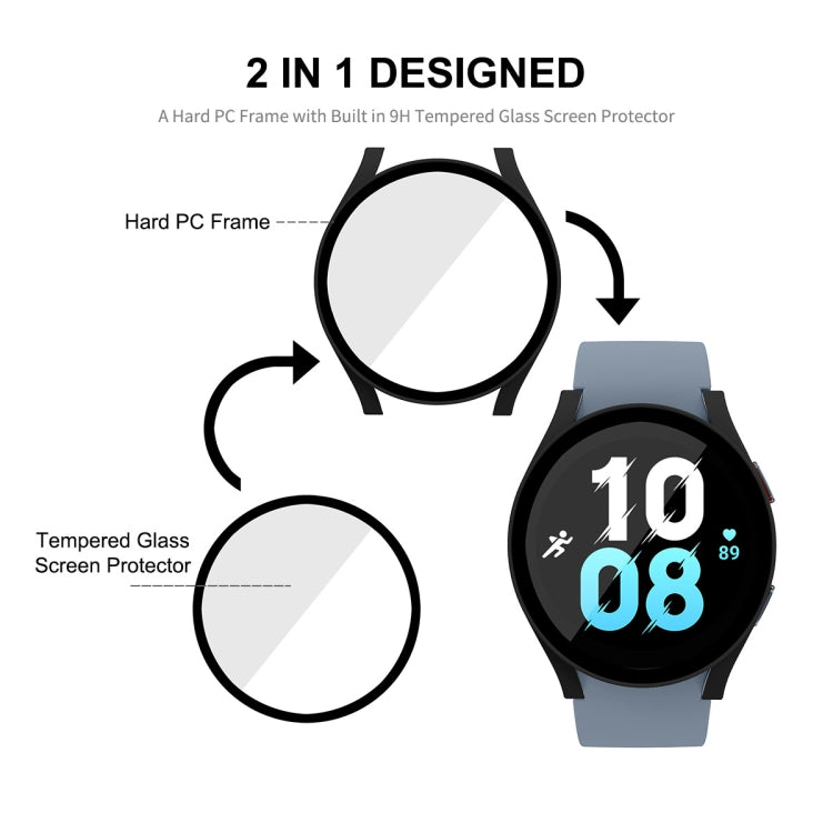 Für Samsung Galaxy Watch5 44mm ENKAY Hat-Prince Vollständige Abdeckung PC Rahmen + 9H Panzerglas Hülle