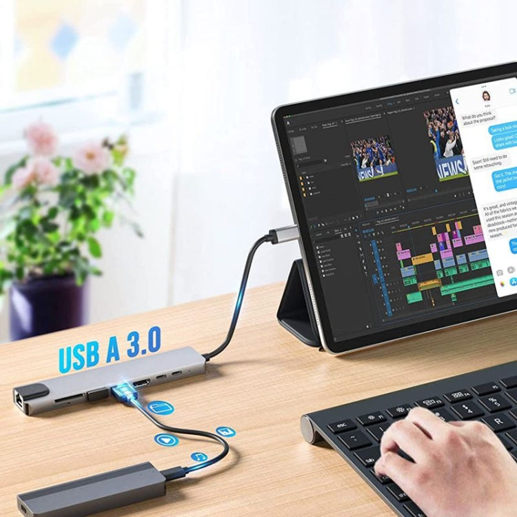 DS-20808 8 in 1 USB-C / Type-C Hub Multiport Adapter with 4K HDMI,USB 3.0 SD/TF Card Reader, USB C Dongle for MacBook Pro/Air and Other Type C Devices, 8 in 1