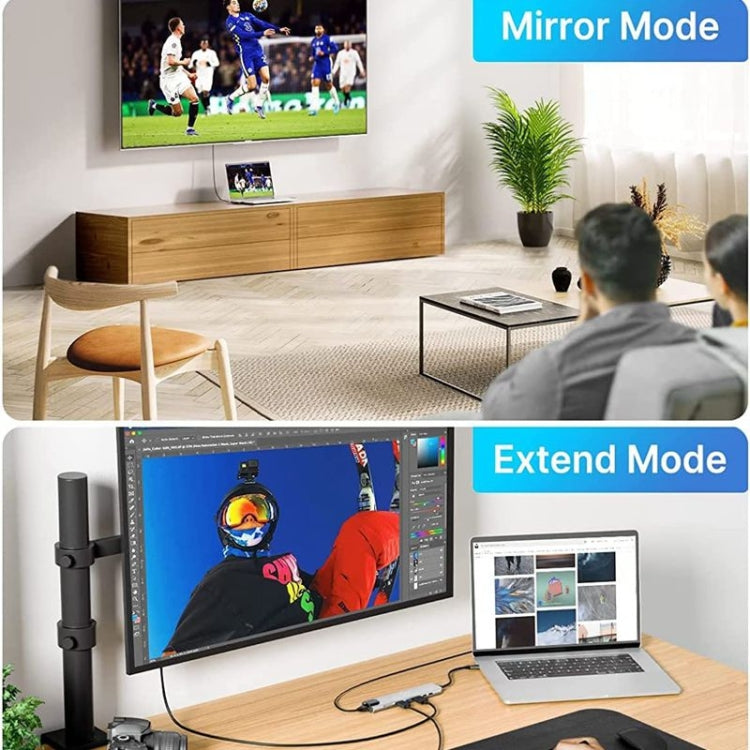 DS-20808 8 in 1 USB-C / Type-C Hub Multiport Adapter with 4K HDMI,USB 3.0 SD/TF Card Reader, USB C Dongle for MacBook Pro/Air and Other Type C Devices, 8 in 1