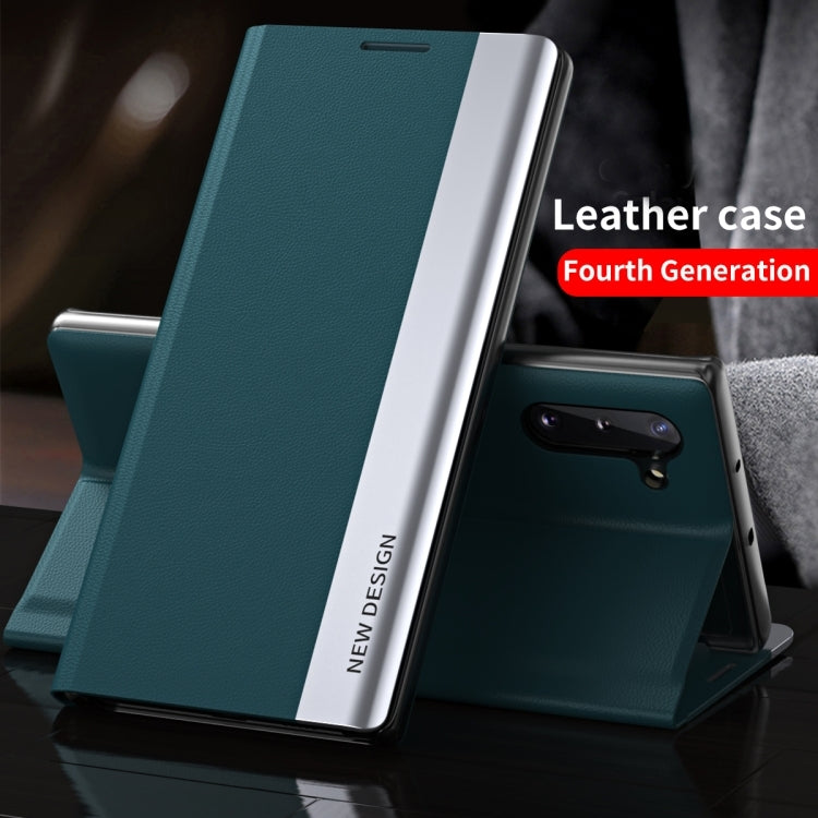 For Samsung Galaxy S23 Ultra 5G Side Electroplated Adsorption Leather Phone Case(Black)