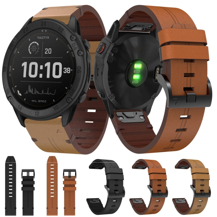 26mm Leather Steel Buckle Watch Band, For Garmin Fenix 5X Plus, For Garmin Enduro 2, For Garmin Fenix 6X Pro, For Garmin Fenix 7X, For Garmin Fenix 3 HR, For Garmin Enduro, For Garmin Fenix 6X Sapphire, For Garmin Fenix 7X Solar