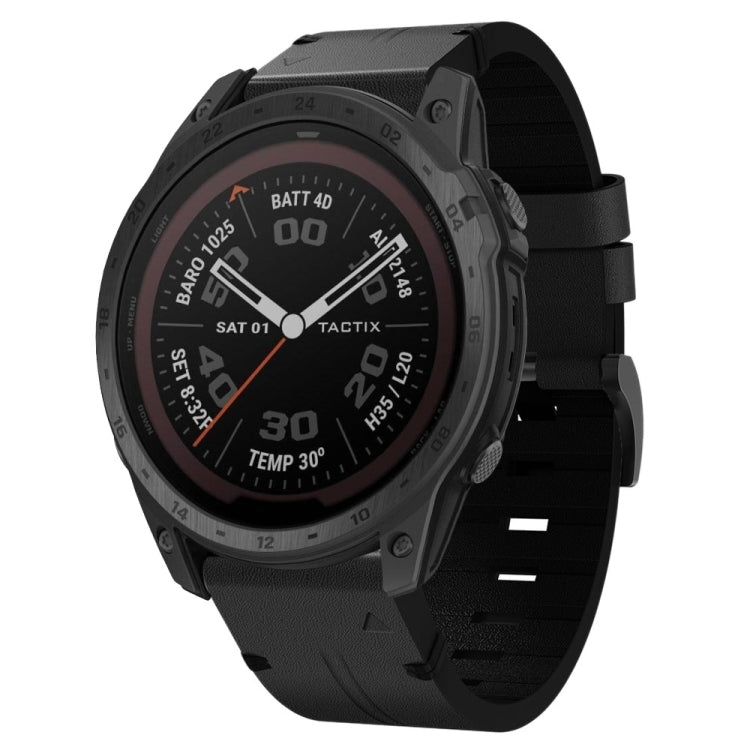 26mm Leather Steel Buckle Watch Band, For Garmin Fenix 5X Plus, For Garmin Enduro 2, For Garmin Fenix 6X Pro, For Garmin Fenix 7X, For Garmin Fenix 3 HR, For Garmin Enduro, For Garmin Fenix 6X Sapphire, For Garmin Fenix 7X Solar