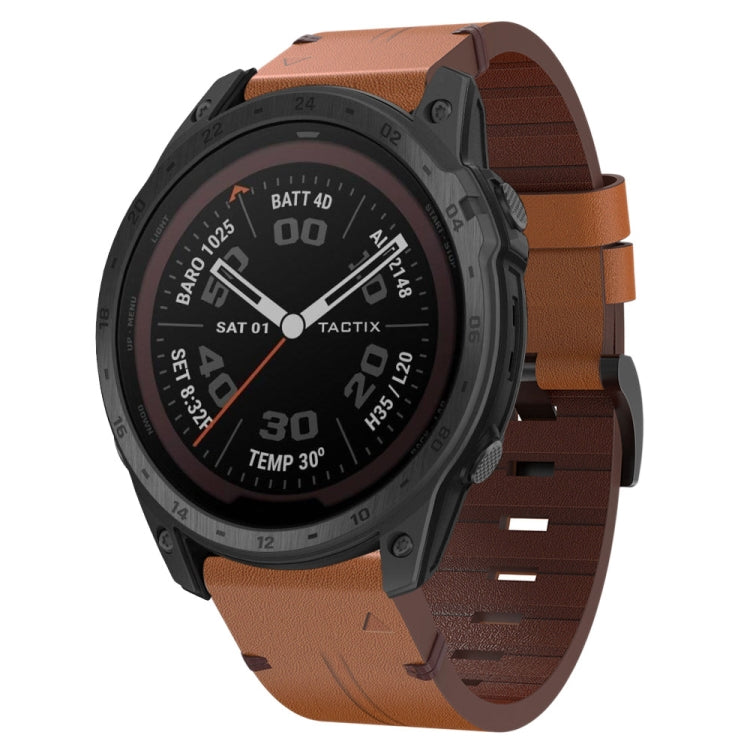26mm Leather Steel Buckle Watch Band, For Garmin Fenix 5X Plus, For Garmin Enduro 2, For Garmin Fenix 6X Pro, For Garmin Fenix 7X, For Garmin Fenix 3 HR, For Garmin Enduro, For Garmin Fenix 6X Sapphire, For Garmin Fenix 7X Solar