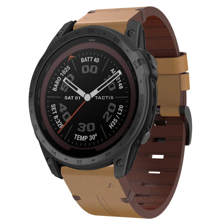 26mm Leather Steel Buckle Watch Band, For Garmin Fenix 5X Plus, For Garmin Enduro 2, For Garmin Fenix 6X Pro, For Garmin Fenix 7X, For Garmin Fenix 3 HR, For Garmin Enduro, For Garmin Fenix 6X Sapphire, For Garmin Fenix 7X Solar