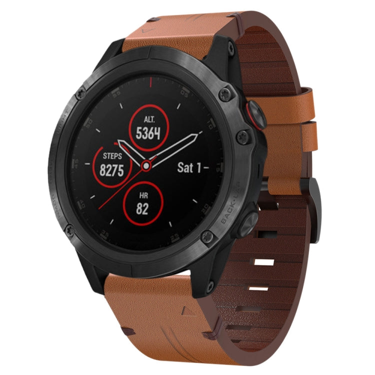 26mm Leather Steel Buckle Watch Band, For Garmin Fenix 5X Plus, For Garmin Enduro 2, For Garmin Fenix 6X Pro, For Garmin Fenix 7X, For Garmin Fenix 3 HR, For Garmin Enduro, For Garmin Fenix 6X Sapphire, For Garmin Fenix 7X Solar