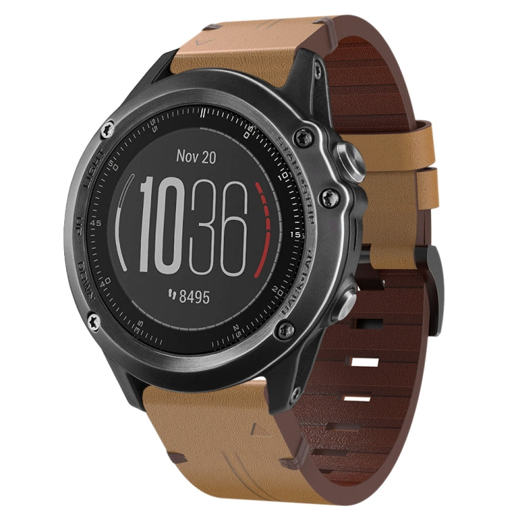 26mm Leather Steel Buckle Watch Band, For Garmin Fenix 5X Plus, For Garmin Enduro 2, For Garmin Fenix 6X Pro, For Garmin Fenix 7X, For Garmin Fenix 3 HR, For Garmin Enduro, For Garmin Fenix 6X Sapphire, For Garmin Fenix 7X Solar