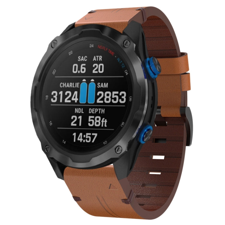 26mm Leather Steel Buckle Watch Band, For Garmin Fenix 5X Plus, For Garmin Enduro 2, For Garmin Fenix 6X Pro, For Garmin Fenix 7X, For Garmin Fenix 3 HR, For Garmin Enduro, For Garmin Fenix 6X Sapphire, For Garmin Fenix 7X Solar