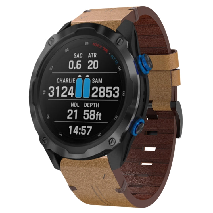 26mm Leather Steel Buckle Watch Band, For Garmin Fenix 5X Plus, For Garmin Enduro 2, For Garmin Fenix 6X Pro, For Garmin Fenix 7X, For Garmin Fenix 3 HR, For Garmin Enduro, For Garmin Fenix 6X Sapphire, For Garmin Fenix 7X Solar