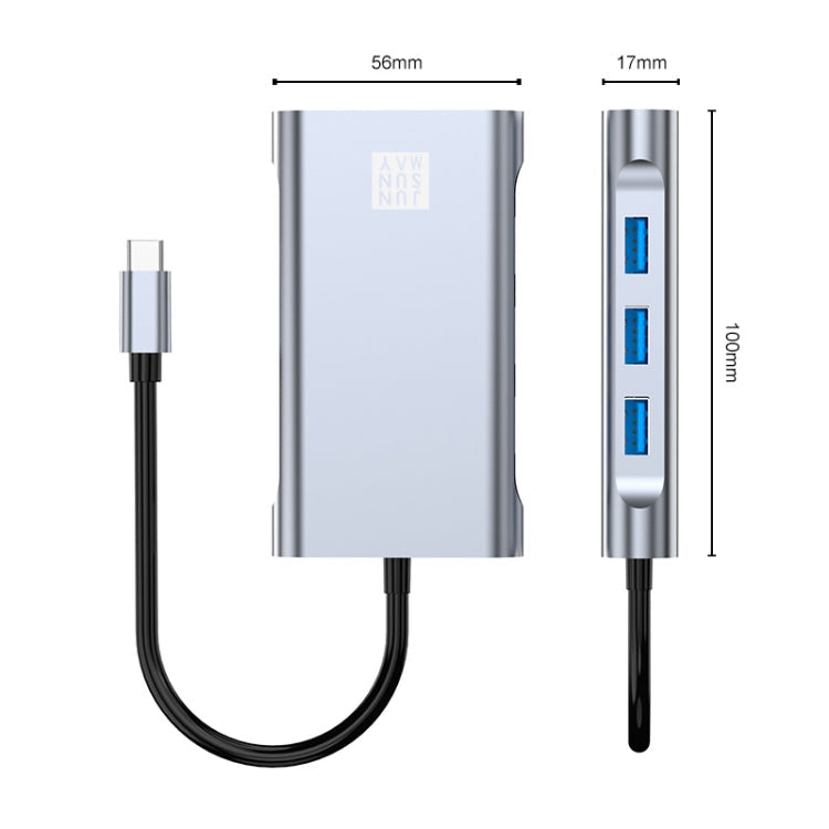 JUNSUNMAY 7-in-1 Typ-C auf 4K HDMI / VGA / Ethernet Dockingstation Adapter USB-C Hub