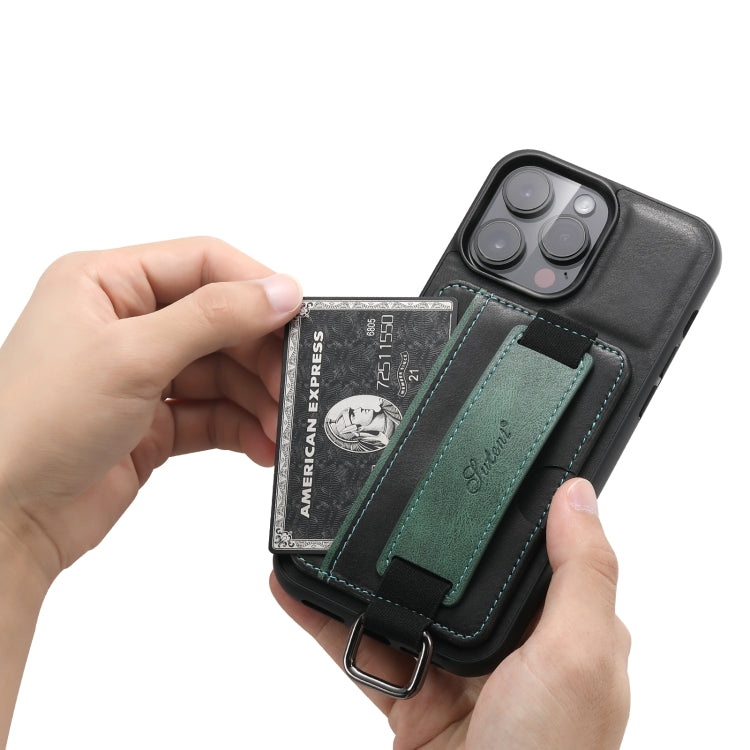 Suteni H13 Card Wallet Wrist Strap Holder PU Phone Case, For iPhone 11 Pro, For iPhone 11, For iPhone 11 Pro Max, For iPhone 12 / 12 Pro, For iPhone 12 Pro Max, For iPhone 13, For iPhone 13 Pro, For iPhone 13 Pro Max