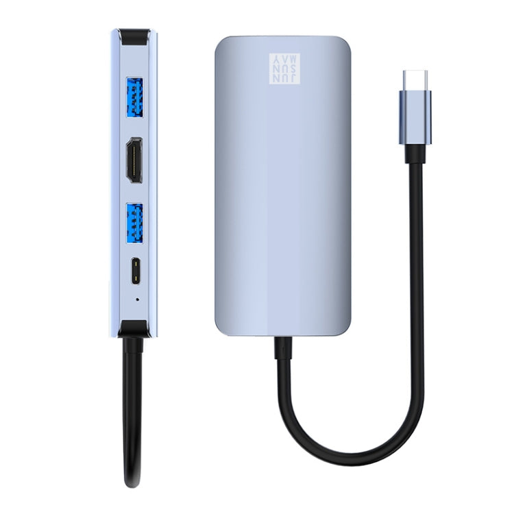 JUNSUNMAY 8-in-1 Typ-C auf 4K HDMI + RJ45 Ethernet Hub Dockingstation Adapter