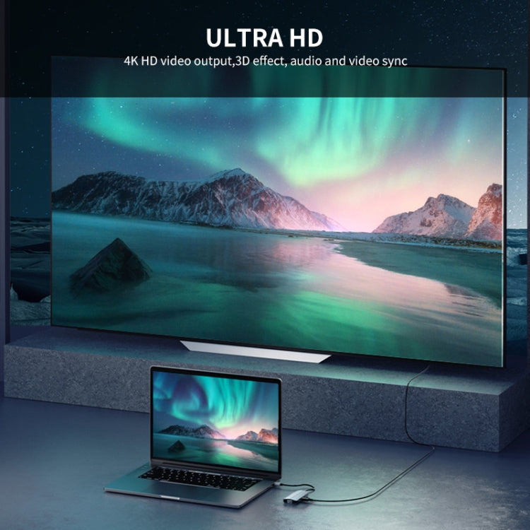 JUNSUNMAY 8-in-1 Typ-C auf 4K HDMI + RJ45 Ethernet Hub Dockingstation Adapter