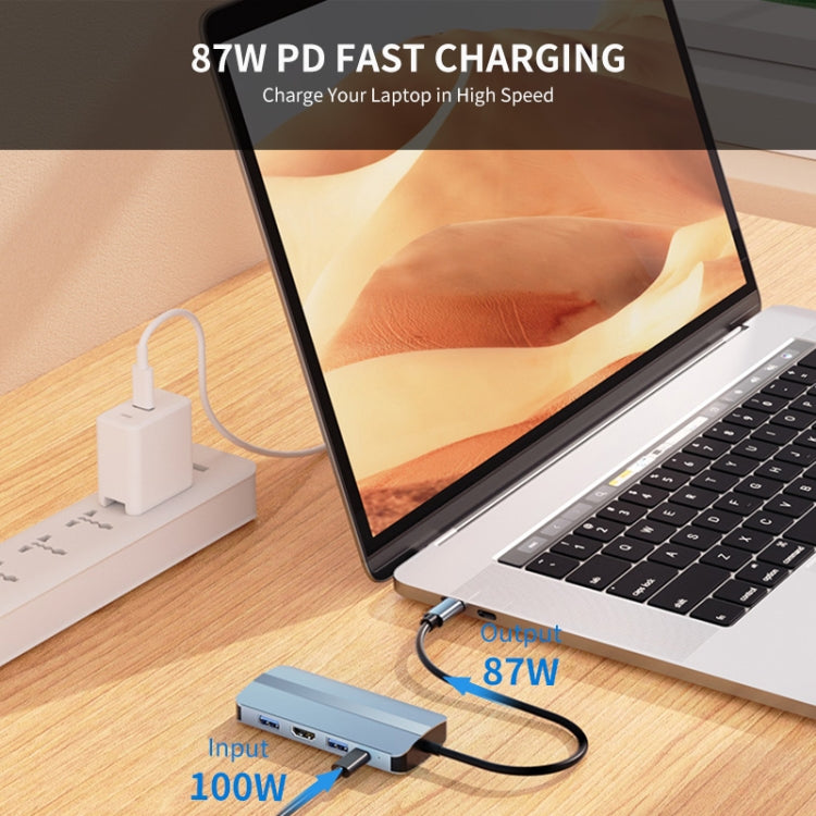 JUNSUNMAY 8-in-1 Typ-C auf 4K HDMI + RJ45 Ethernet Hub Dockingstation Adapter