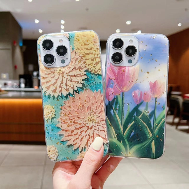 Gold Foil Oil Painting Epoxy TPU Phone Case, For iPhone 12 Pro Max, For iPhone 12 Pro, For iPhone 12, For iPhone 12 mini