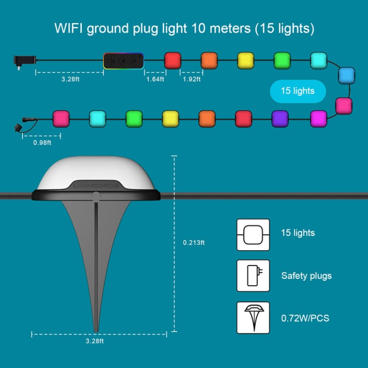 CP01 Outdoor WIFI Smart APP Control Garden Lamp Music Sync Outdoor Ground Lights, US Plug, EU Plug