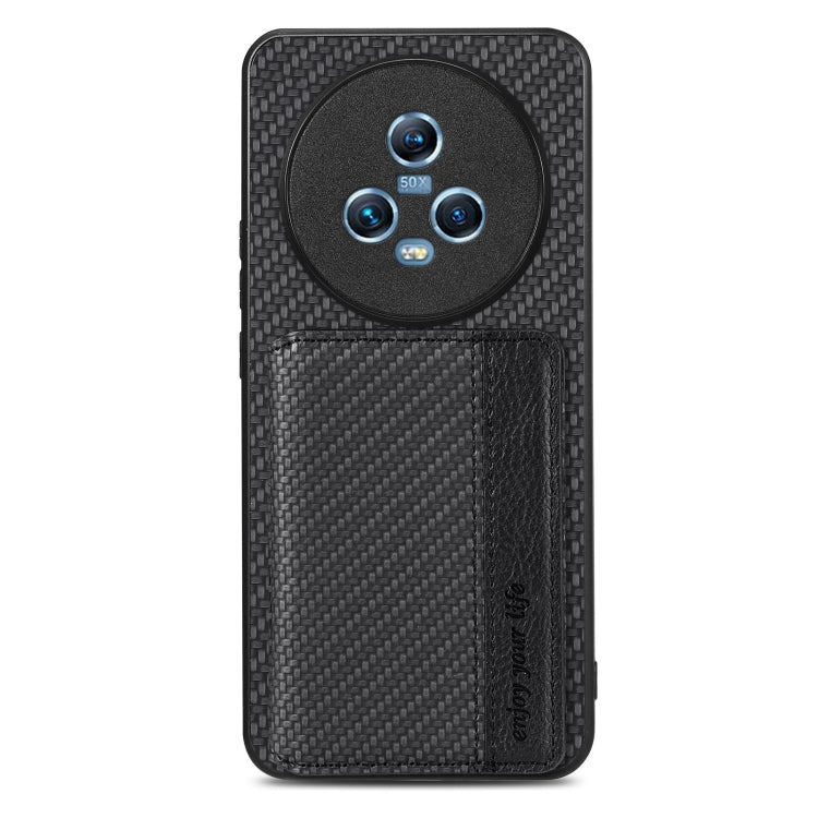 Carbon Fiber Magnetic Card Wallet Bag Phone Case, For Honor Magic5, For Honor X7A, For Honor X8A, For Honor X9A