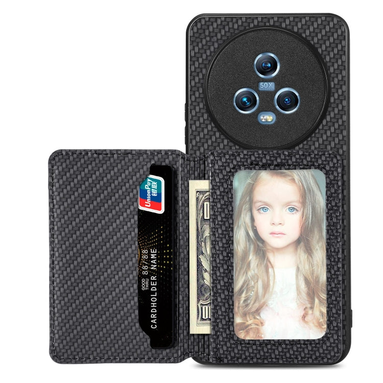 Carbon Fiber Magnetic Card Wallet Bag Phone Case, For Honor Magic5, For Honor X7A, For Honor X8A, For Honor X9A