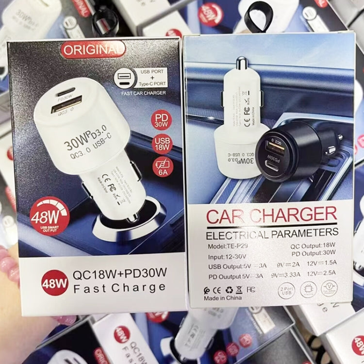 P29 48W PD30W + QC3.0 18W USB-Kfz-Ladegerät mit zwei Anschlüssen, P29 (Schwarz), P29 (Weiß)