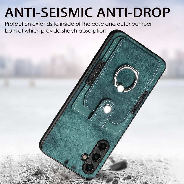 For Samsung Galaxy A14 5G Retro Skin-feel Ring Card Wallet Phone Case(Black)