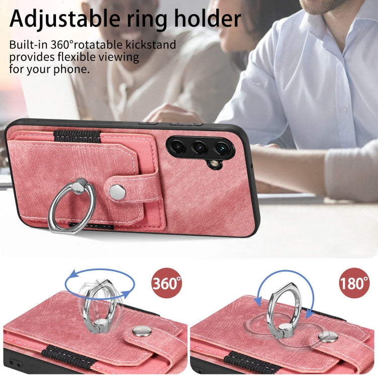 For Samsung Galaxy A14 5G Retro Skin-feel Ring Card Wallet Phone Case(Brown)