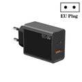 GaN PD48W Type-C PD3.0 + USB3.0 Notebook Adapter for  MacBook Series ，EU Plug(Black)