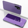 Plated Mirror Horizontal Flip Leather Phone Case with Holder, For Galaxy A55, For Galaxy A35, For Galaxy S24 Ultra 5G