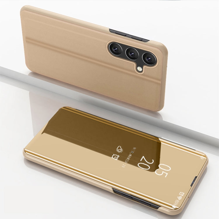 Plated Mirror Horizontal Flip Leather Phone Case with Holder, For Galaxy A55, For Galaxy A35, For Galaxy S24 Ultra 5G