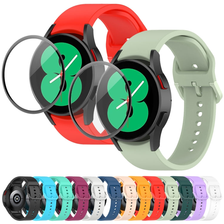 JUNSUNMAY Silicone Adjustable Strap + Full Coverage PMMA Screen Protector Kit, For Samsung Galaxy Watch5 44mm