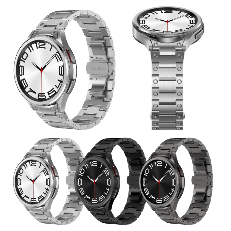 Dual Circle Curved Connection Stainless Steel Watch Band, For Samsung Galaxy Watch6 Classic 43 / 47mm, For Samsung Galaxy Watch 6 40 / 44mm, For Samsung Galaxy Watch 5 40 / 44mm, For Samsung Galaxy Watch 5 Pro, For Samsung Galaxy Watch 4 40 / 44mm     ...