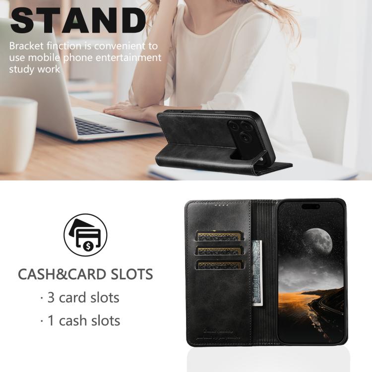 Suteni Calf Texture Horizontal Flip Leather Phone Case, For iPhone 18 Pro, For iPhone 18 Pro Max, For iPhone 17 Pro Max, For iPhone 17 Pro, For iPhone 17, For iPhone Air